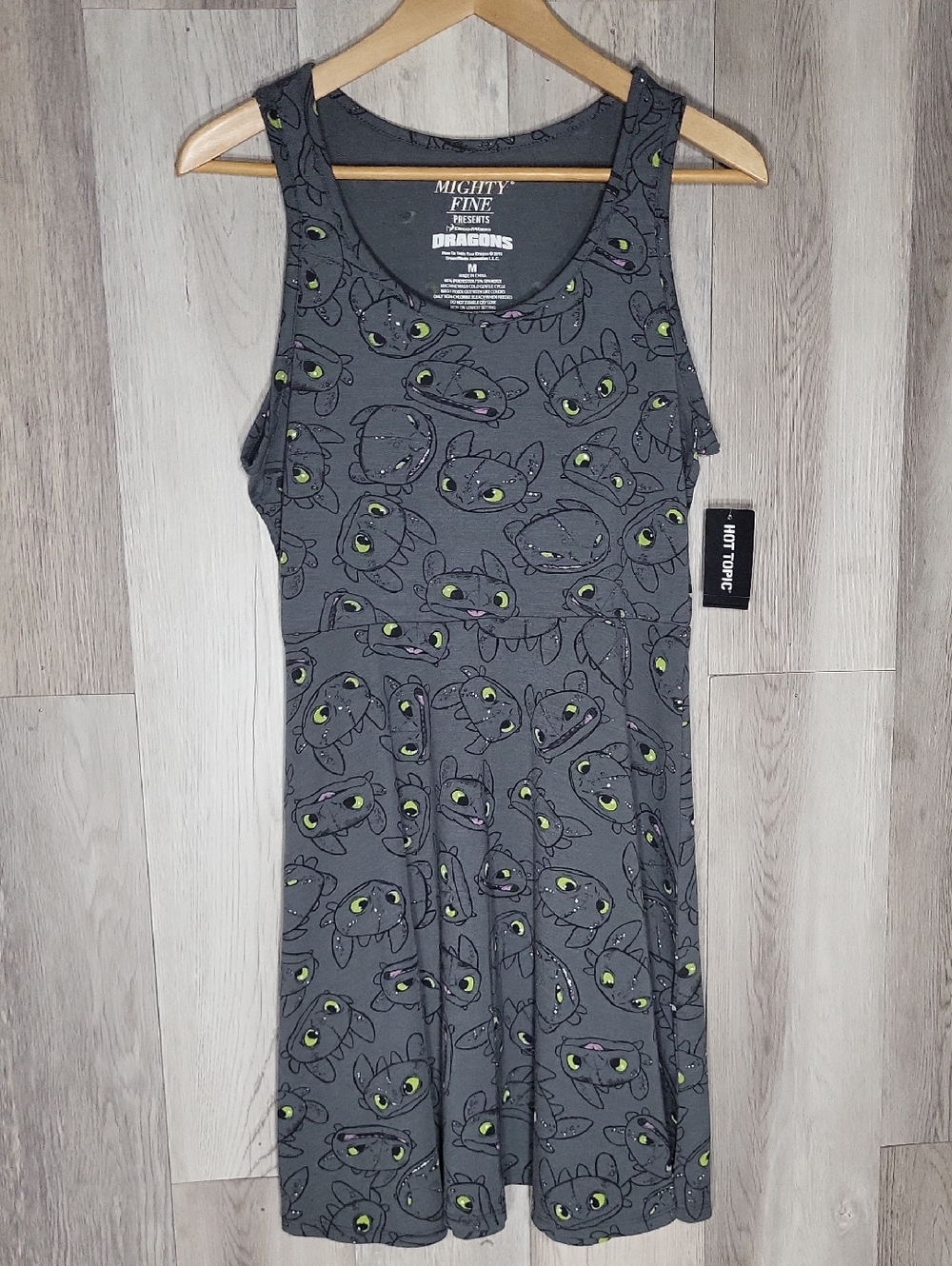 NWT Mighty Fine DreamWorks Dragons Toothless Print Skater Dress HTTYD Womens M